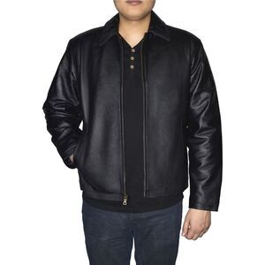 Vintage LEATHER Mens Solid Bomber Jacket, Black, M, DM